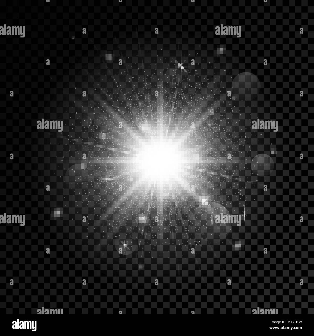 Candela di effetto di luce. Star burst con bagliori. Illustrazione di vettore isolato su sfondo trasparente Illustrazione Vettoriale