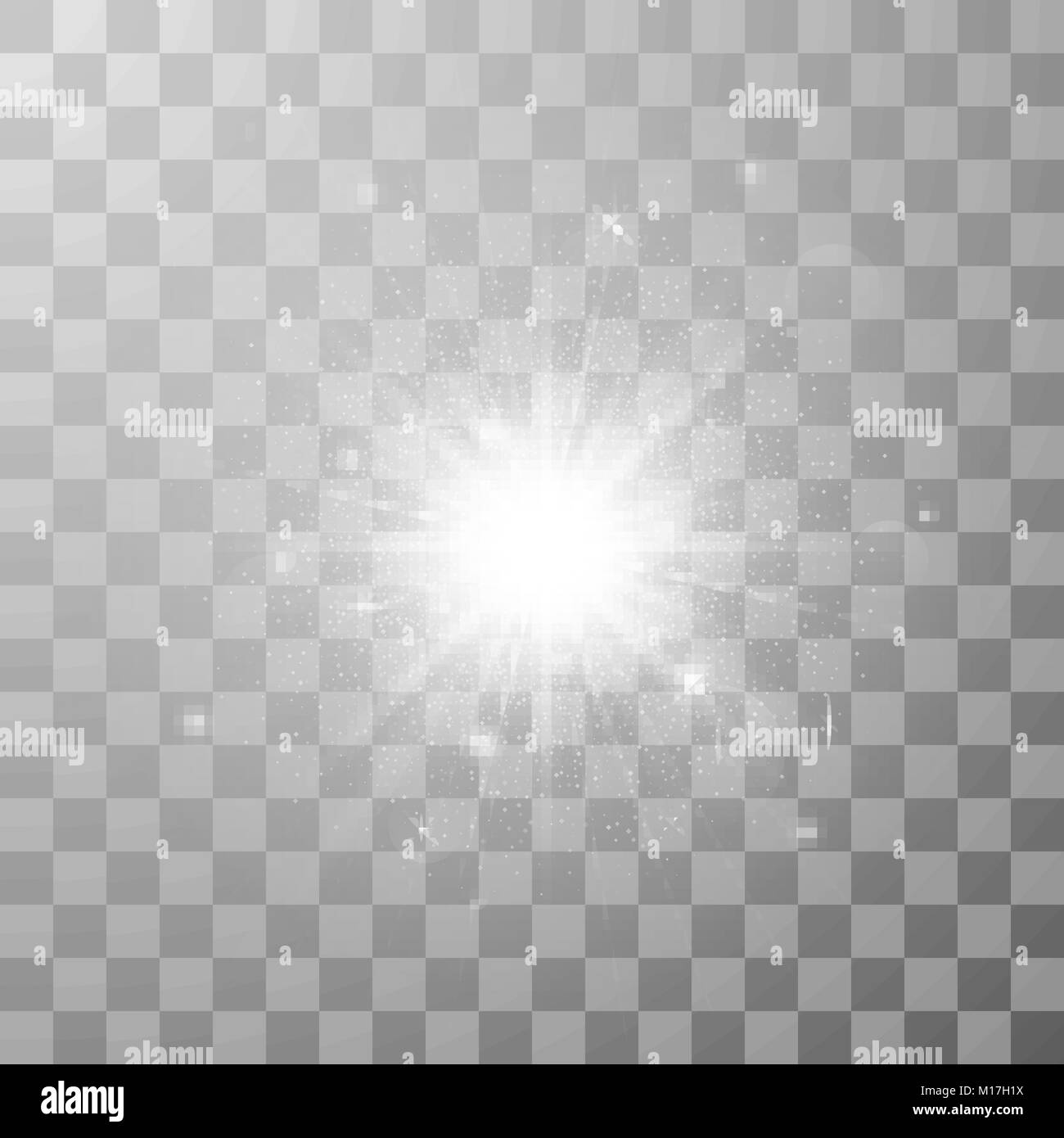 Candela di effetto di luce. Star burst con bagliori. Illustrazione Vettoriale in sfondo trasparente Illustrazione Vettoriale