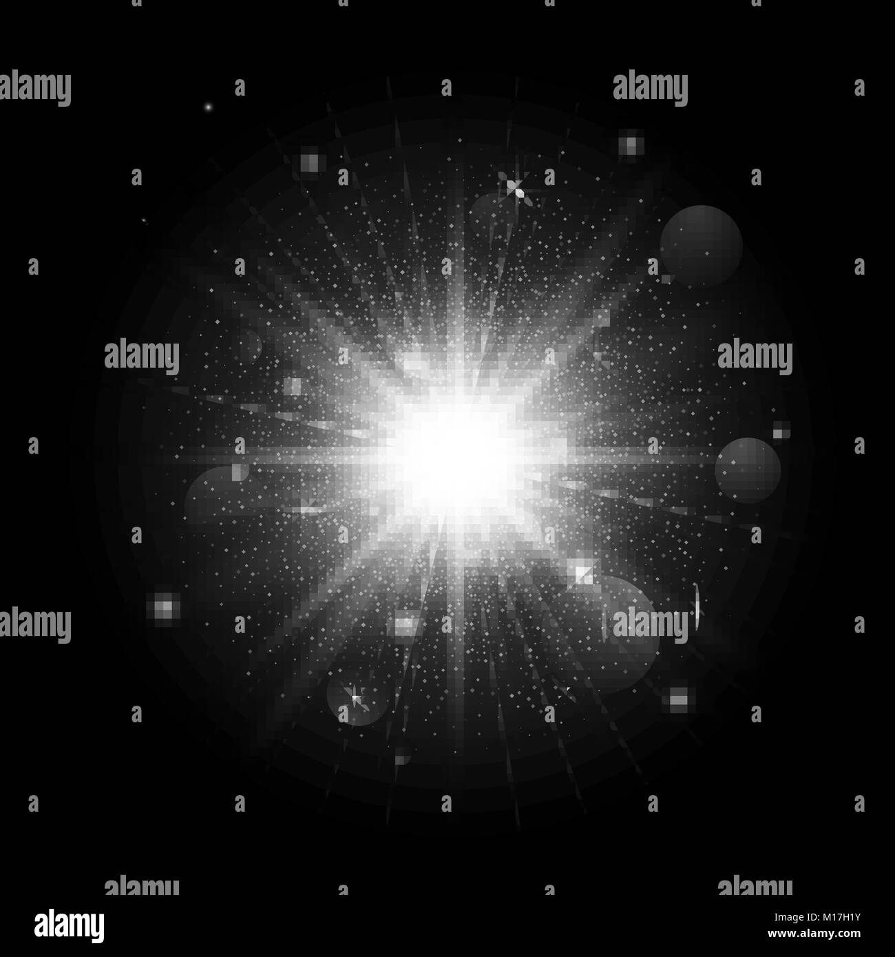 Scintille luminose stelle di luce su uno sfondo scuro. Decorazione ...
