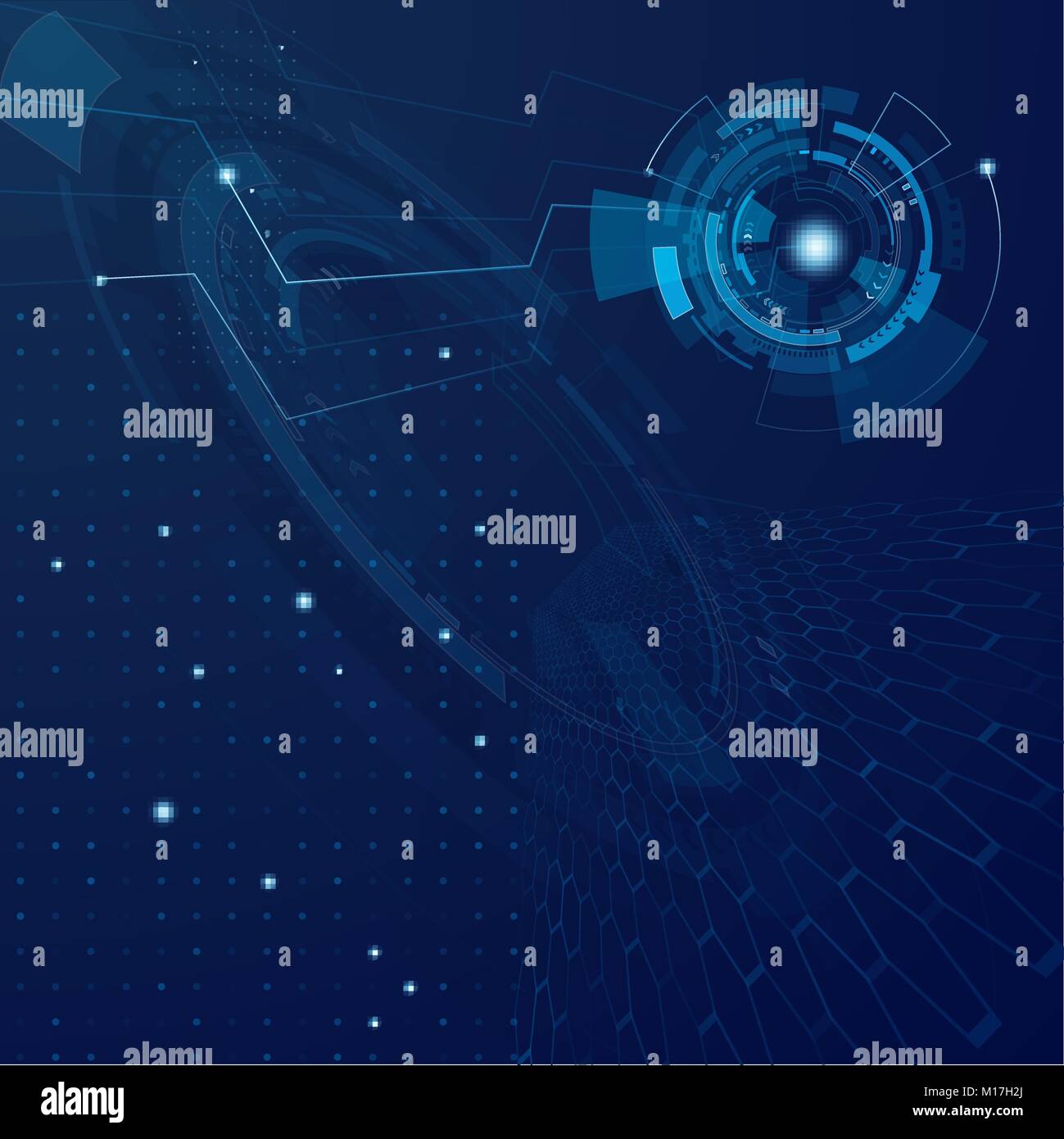 Abstract la tecnologia del futuro background di design. Il ciberspazio futuristico concetto tech. Sci Fi sistema di interfaccia. Sfondo vettoriale Illustrazione Vettoriale