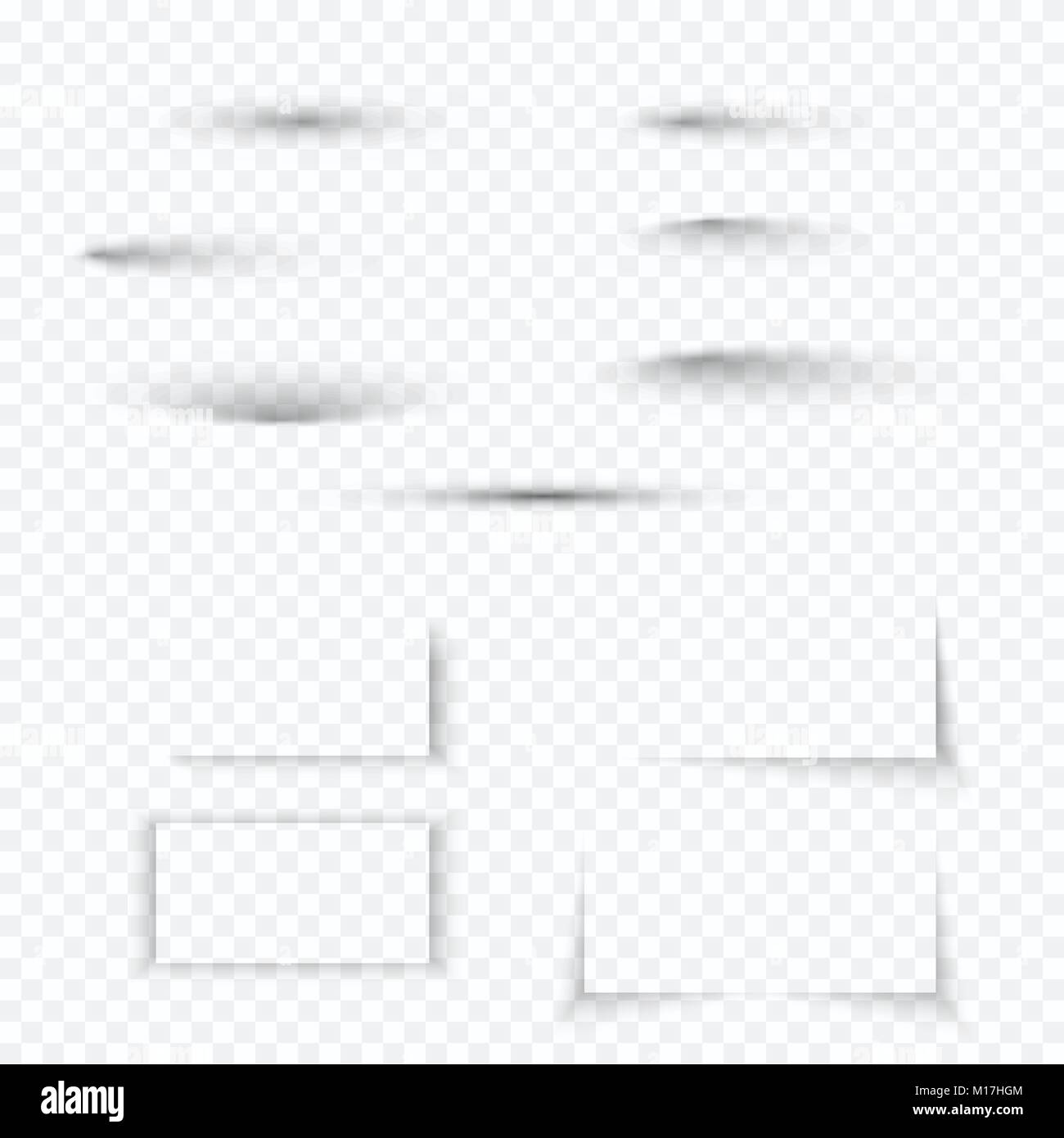 Trasparente morbido ombra set. Abstract realistico effetto ombra raccolta con bordo morbido. Illustrazione di vettore isolato su sfondo trasparente Illustrazione Vettoriale