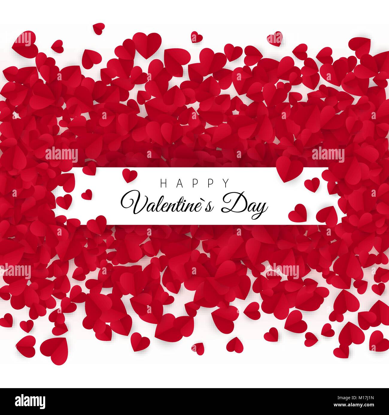 Il giorno di San Valentino biglietto di auguri con il testo - Happy Valentines Day. Sfondo con un sacco di cuori. Illustrazione Vettoriale Illustrazione Vettoriale