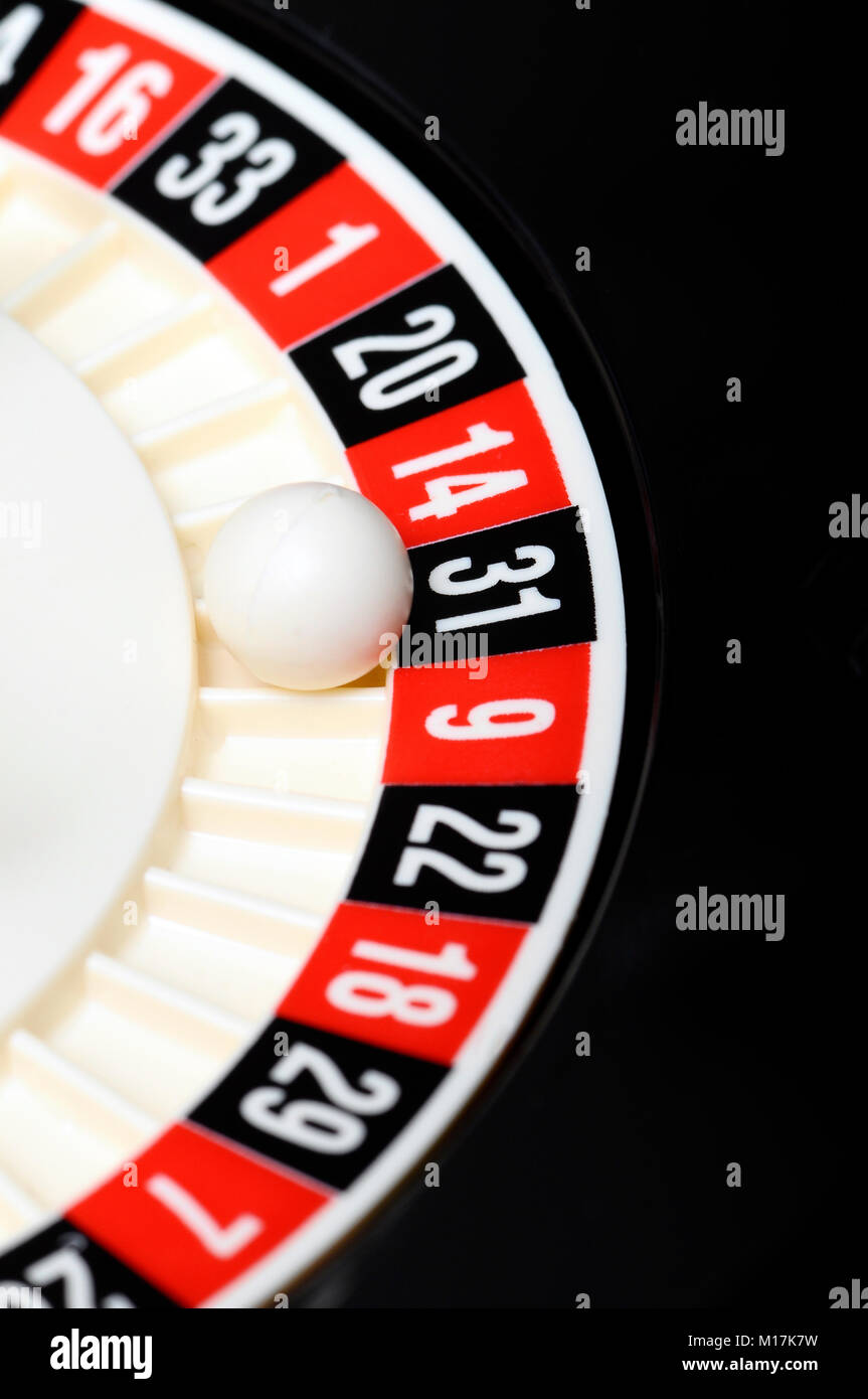 Roulette gioco del casino e la sfera sul numero trenta uno Foto Stock