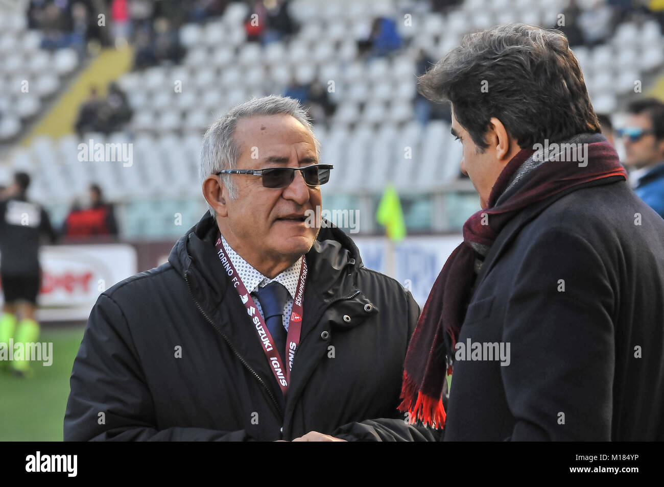 Durante la serie di una partita di calcio tra Torino FC e Benevento calcio allo Stadio Grande Torino il 28 gennaio, 2018 a Torino, Italia. Foto Stock