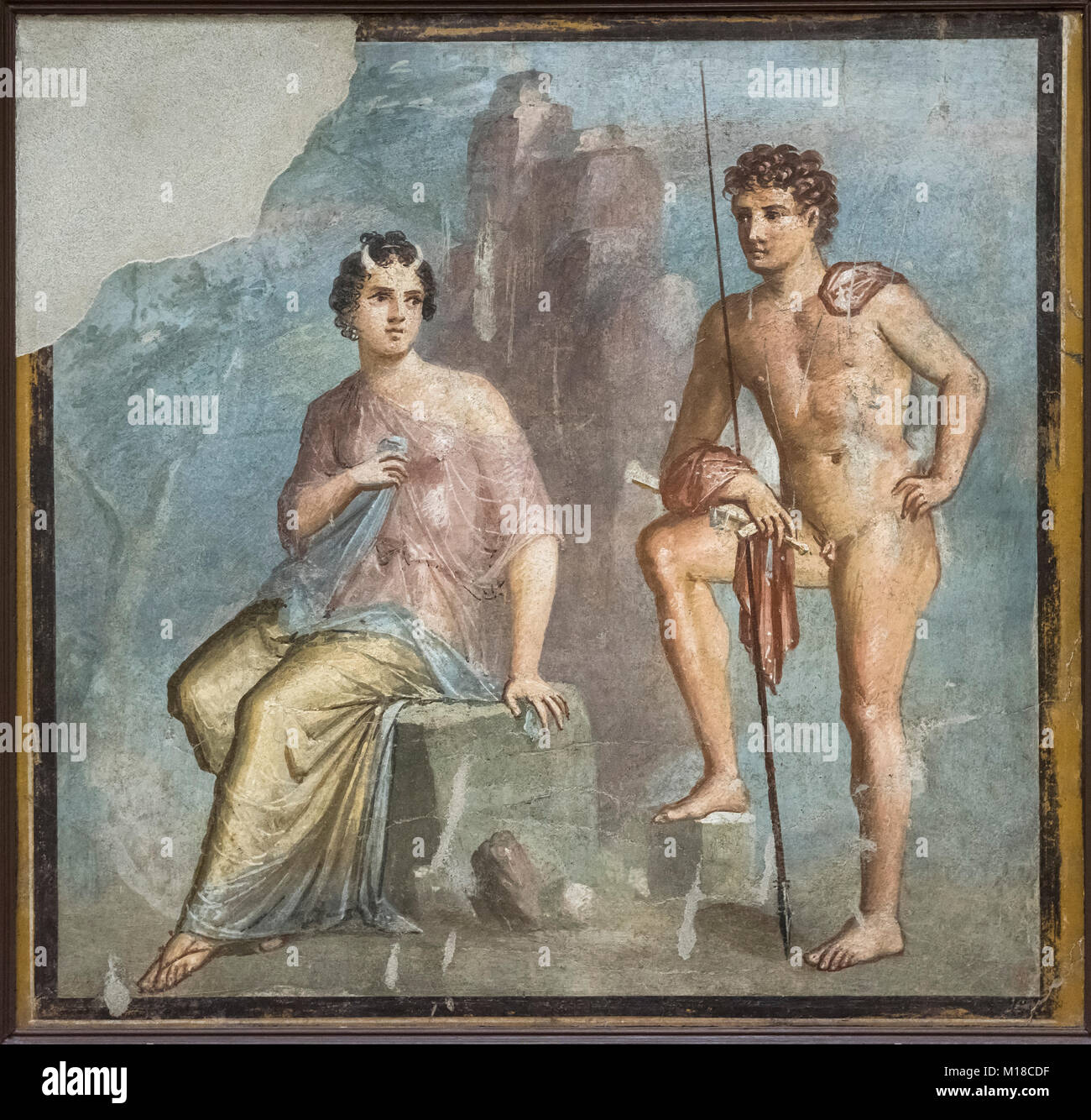 Napoli. L'Italia. Affresco di Io essendo vegliato da Argos. Museo Archeologico Nazionale di Napoli. Museo Archeologico Nazionale di Napoli. Affresco raffigurano Foto Stock