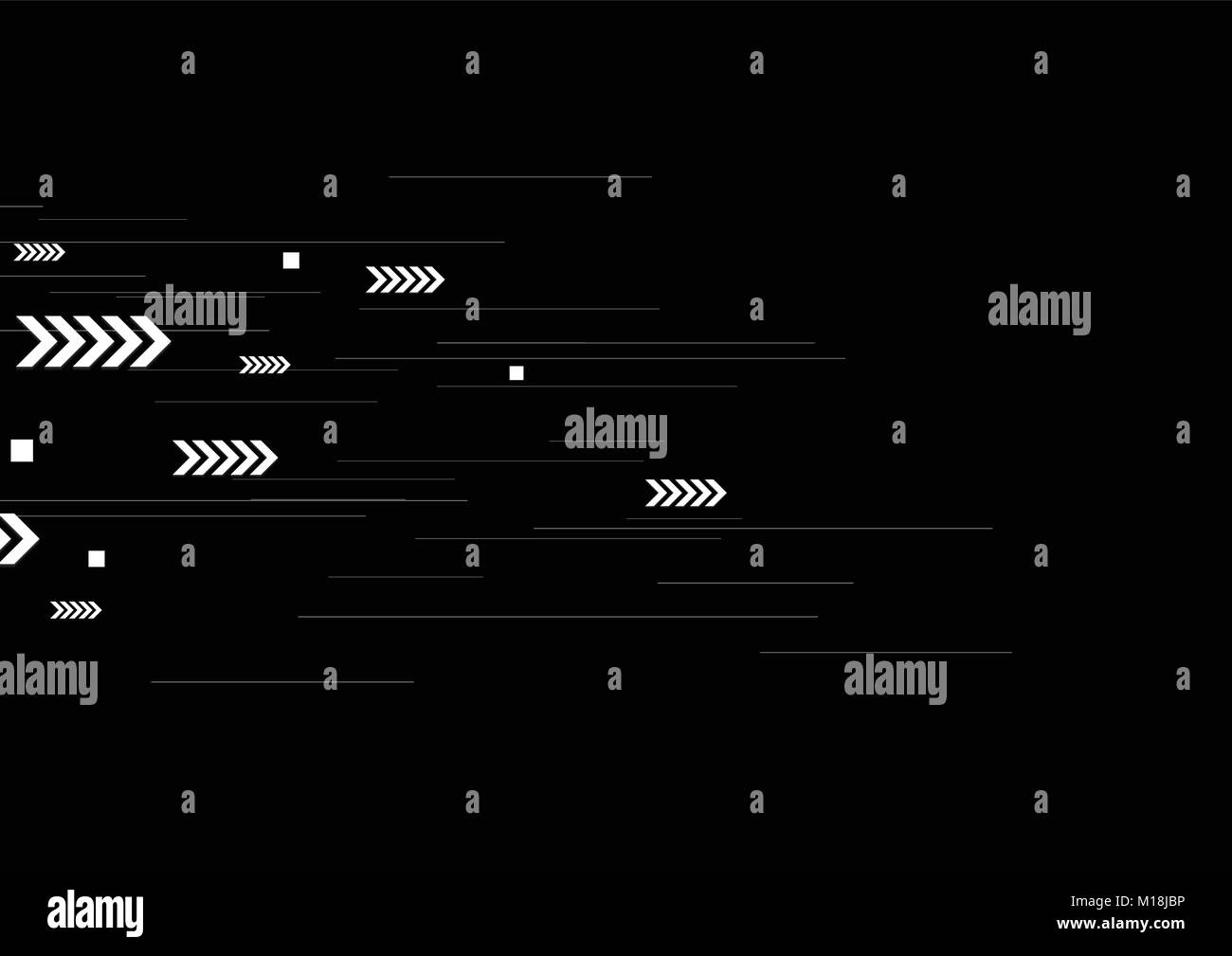 Tech nero lo sfondo con righe bianche e frecce. Vettore illustrazione design Illustrazione Vettoriale