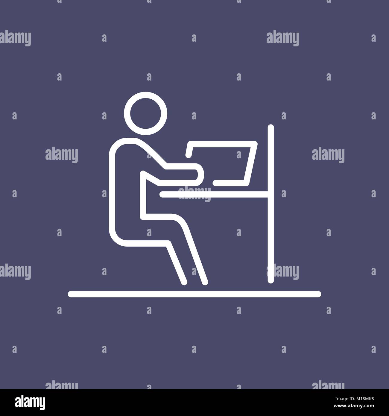 Datore di lavoro ufficio business icona persone linea semplice illustrazione piana. Illustrazione Vettoriale