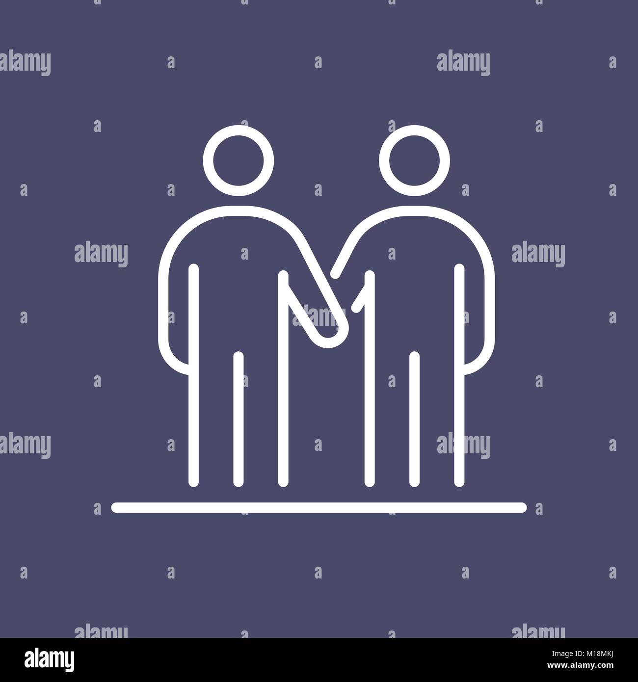 Gli amici di handshake persone business icona linea semplice illustrazione piana. Illustrazione Vettoriale