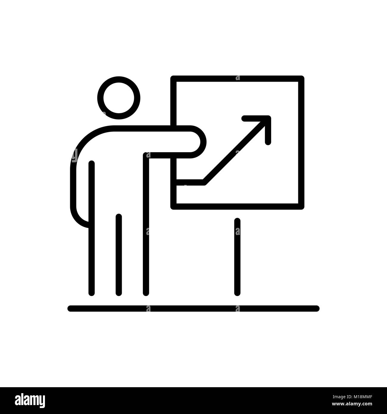 Presentazione la gente di affari icona linea semplice illustrazione piana. Illustrazione Vettoriale