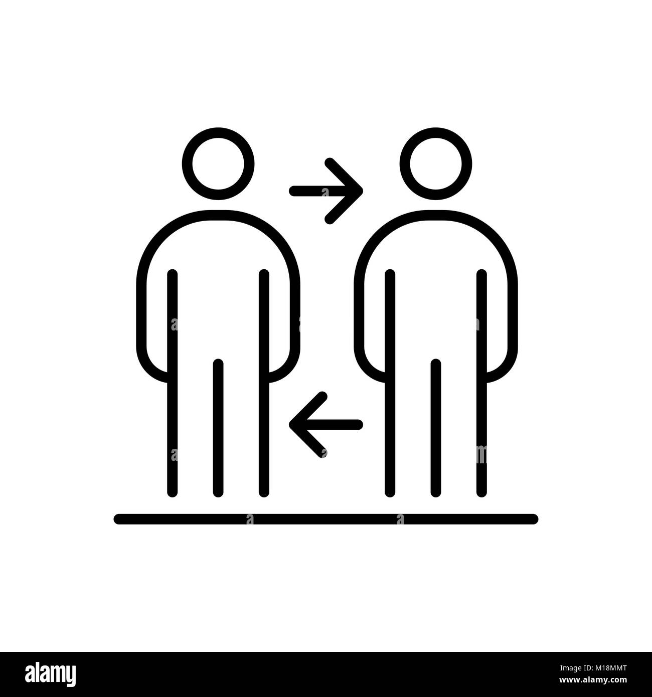 Due persone di affari icona linea semplice illustrazione piana. Illustrazione Vettoriale