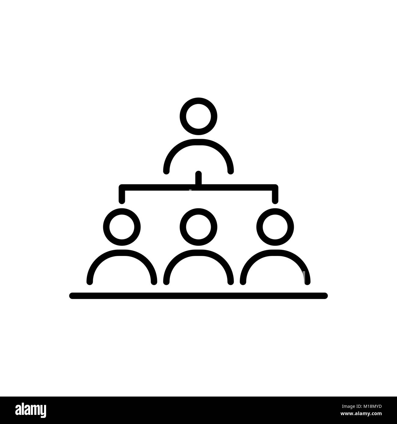 La struttura di organizzazione aziendale icona persone linea semplice illustrazione piana. Illustrazione Vettoriale