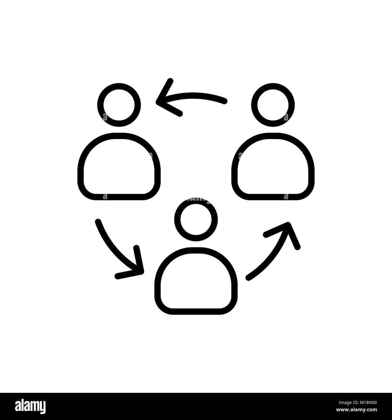 La struttura di organizzazione aziendale icona persone linea semplice illustrazione piana. Illustrazione Vettoriale