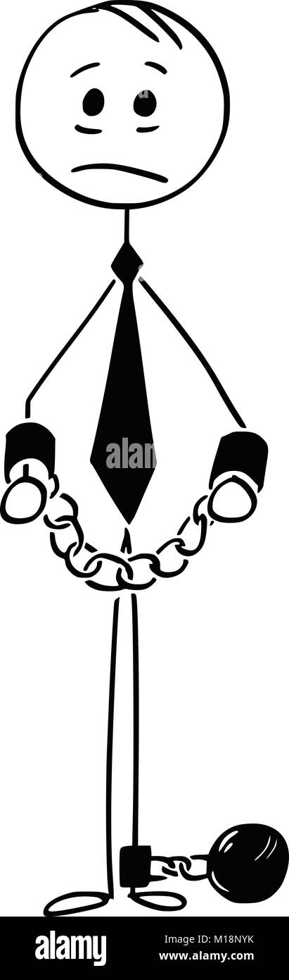 Cartoon concettuale di imprenditore penale con manette Illustrazione Vettoriale