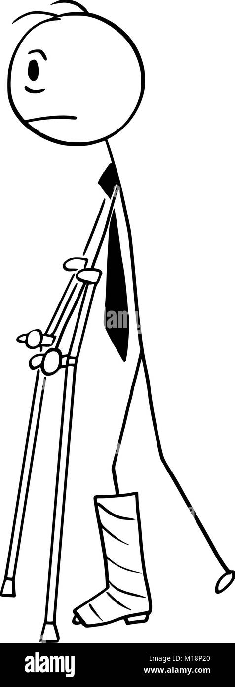 Uomo con gamba rotta Illustrazione Vettoriale