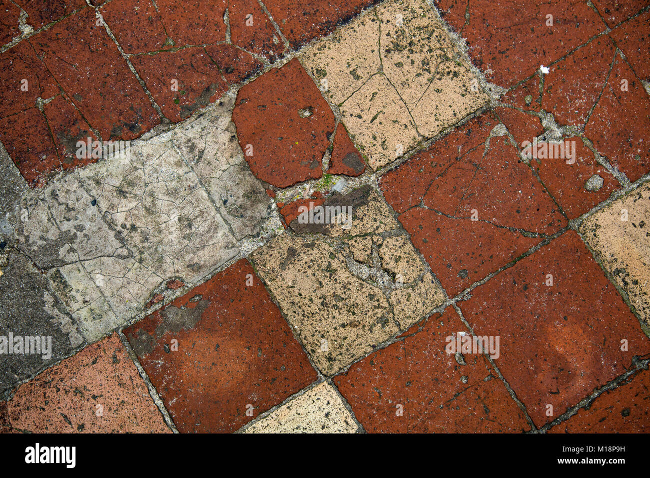 Victorian distressed piastrelle in terracotta sullo sfondo di texture Foto Stock