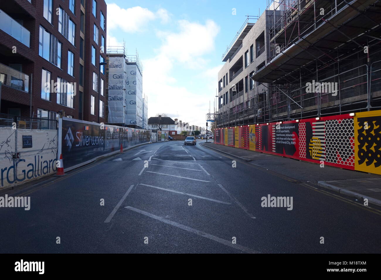 Sito in costruzione, Grove Park, Edgeware Road, Londra Foto Stock