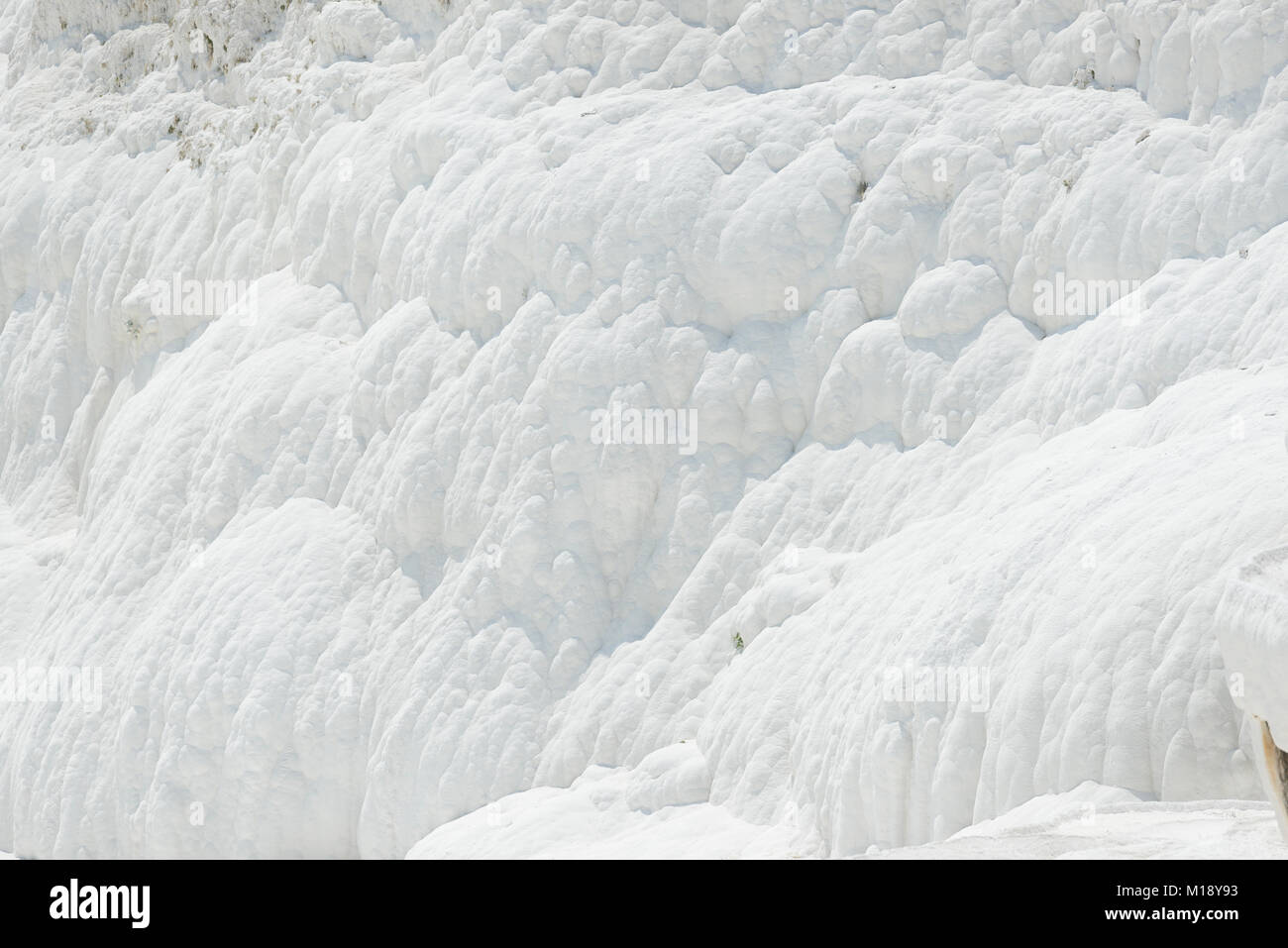 Travertini bianco texture come il cotone a Pamukkale Denizli in Turchia. Foto Stock
