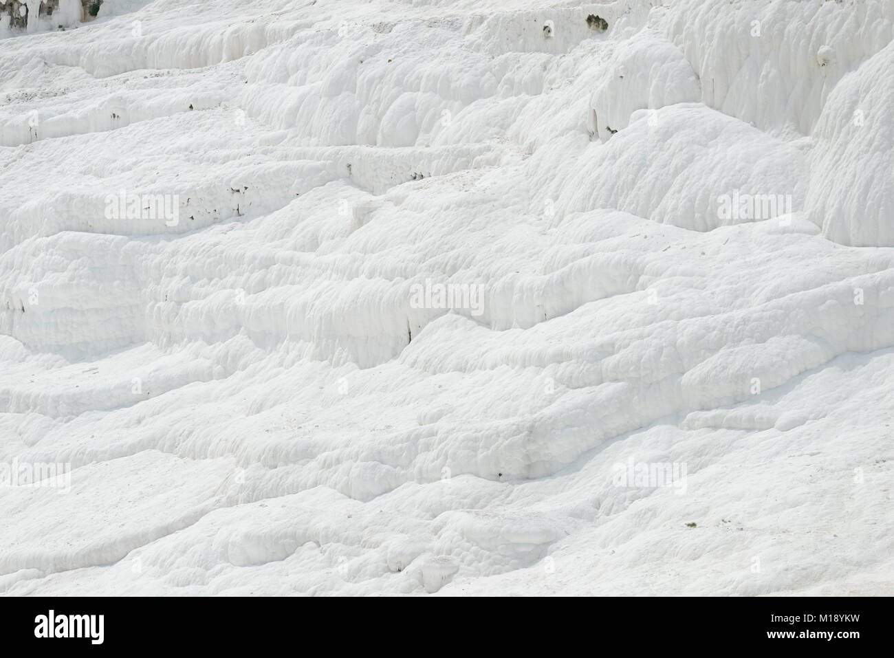 Travertini bianco texture come il cotone a Pamukkale Denizli in Turchia. Foto Stock