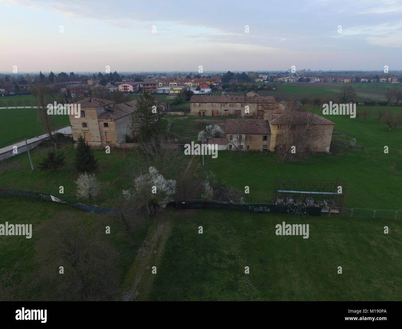Vista aerea del palazzo ducale di Rivalta, Reggio Emilia, Italia Foto Stock