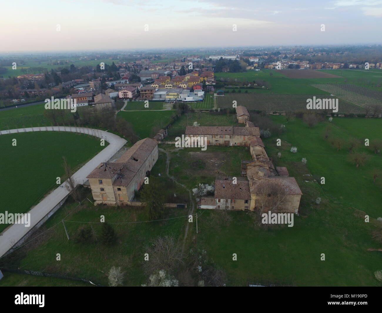 Vista aerea del palazzo ducale di Rivalta, Reggio Emilia, Italia Foto Stock