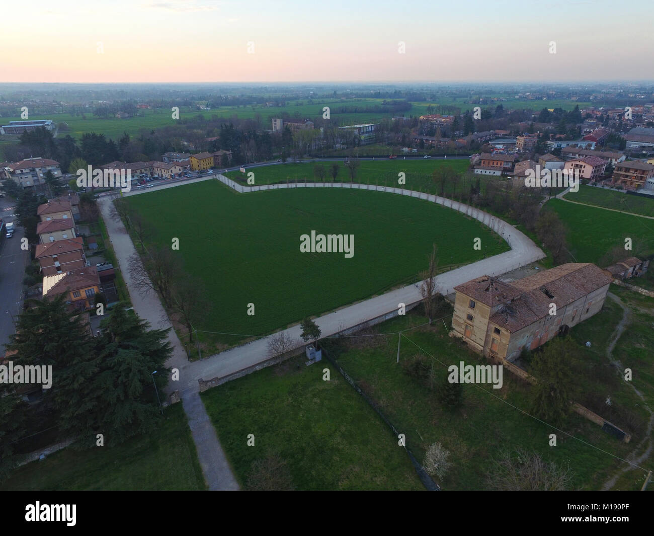 Vista aerea del palazzo ducale di Rivalta, Reggio Emilia, Italia Foto Stock