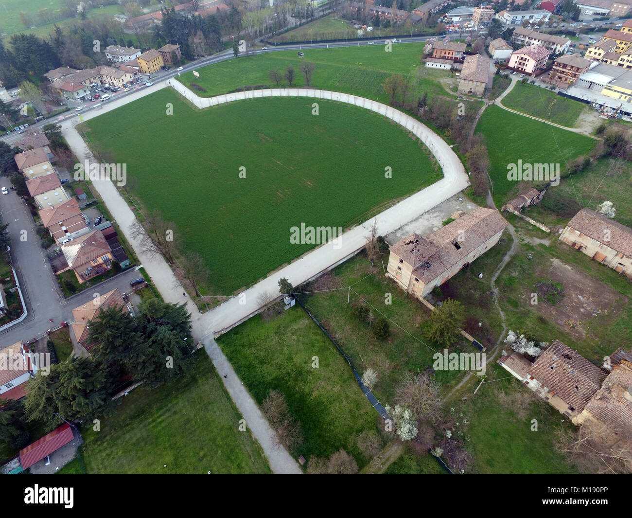 Vista aerea del palazzo ducale di Rivalta, Reggio Emilia, Italia Foto Stock