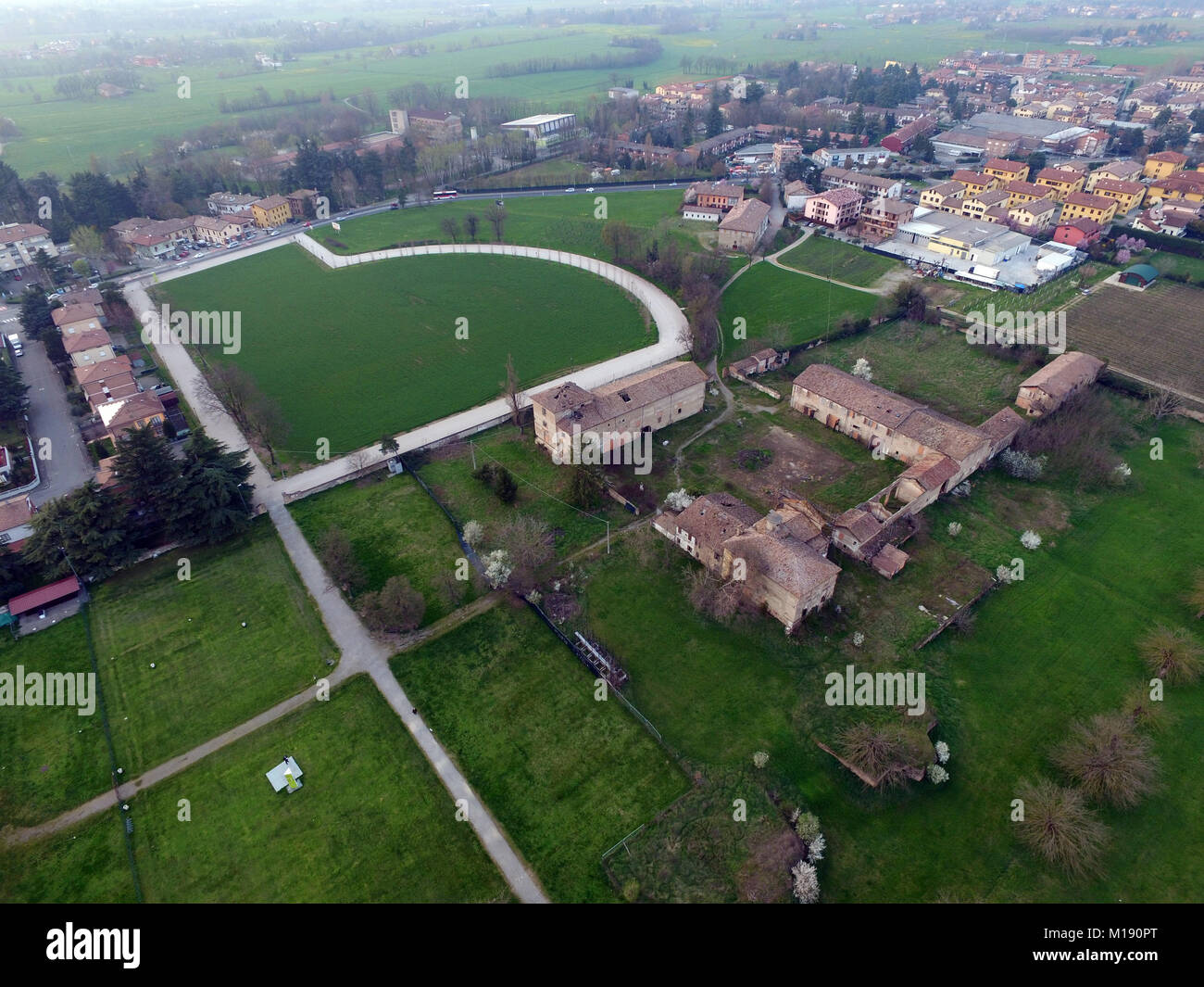 Vista aerea del palazzo ducale di Rivalta, Reggio Emilia, Italia Foto Stock