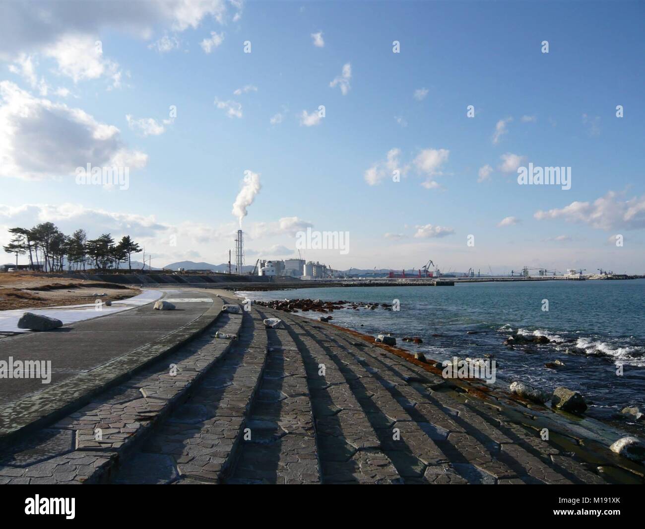11 marzo 2014 Soma, Fukushima Giappone, Matsukawaura spiaggia su 311 memorial day 3 anni dopo Tohoku Earthquake-Tsunami Disaster 2011 Foto Stock