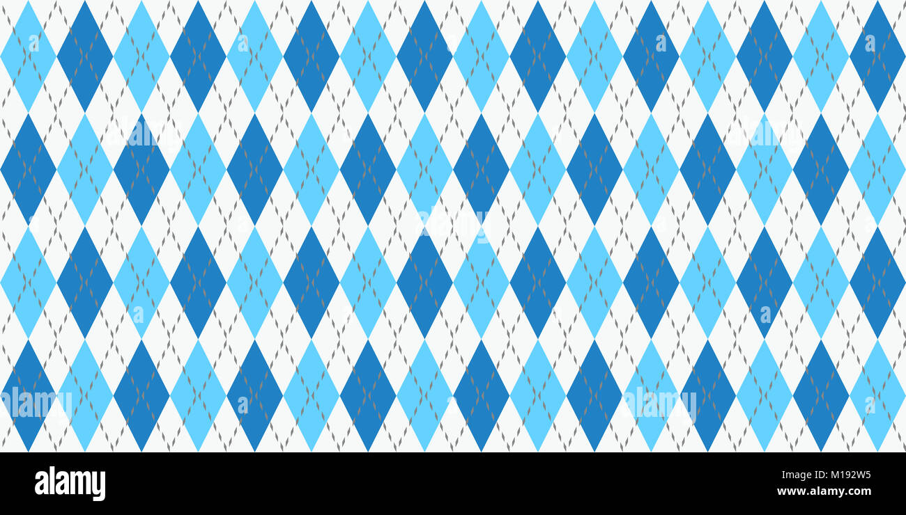 Blue Seamless Argyle Pattern. Tessuto retrò Background. Rombo tradizionale Diamond Texture tessili. Foto Stock