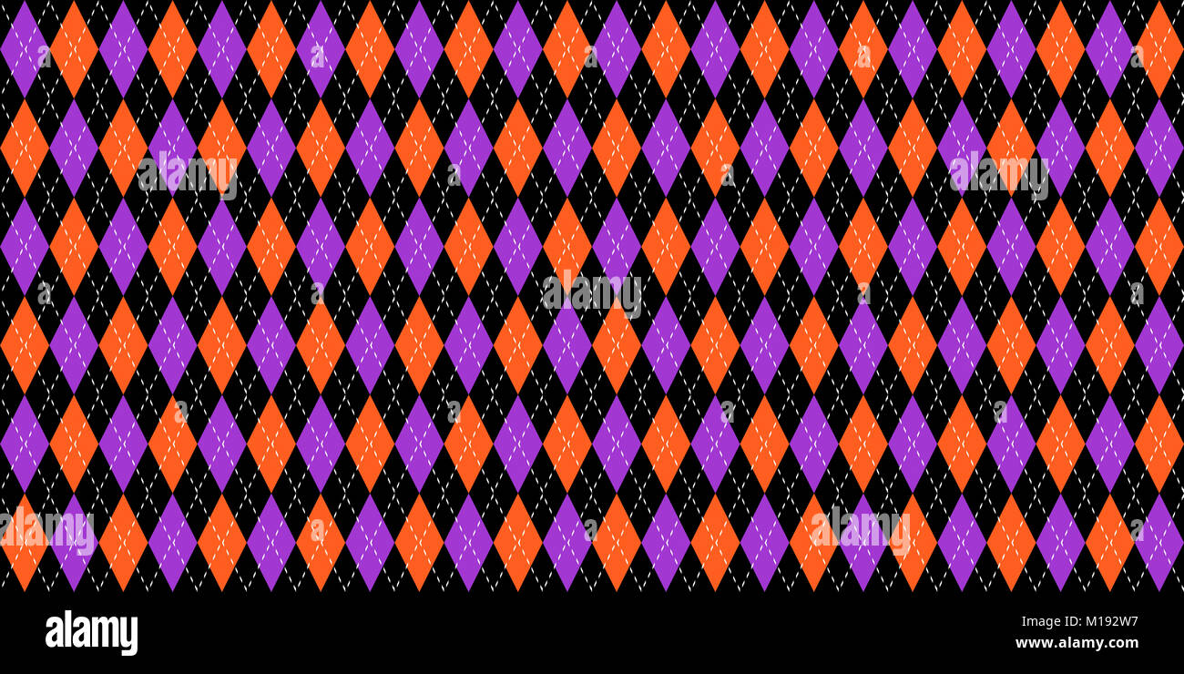 Violet Orange Seamless Argyle Pattern. Tessuto retrò Background. Rombo tradizionale Diamond Texture tessili. Foto Stock