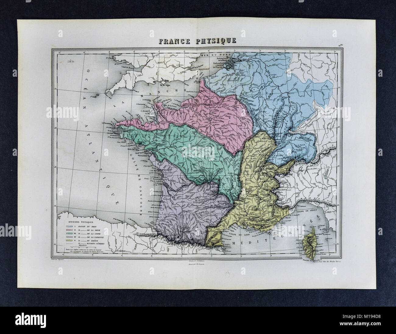 1877 Migeon mappa - Fisica francia - Parigi Foto Stock