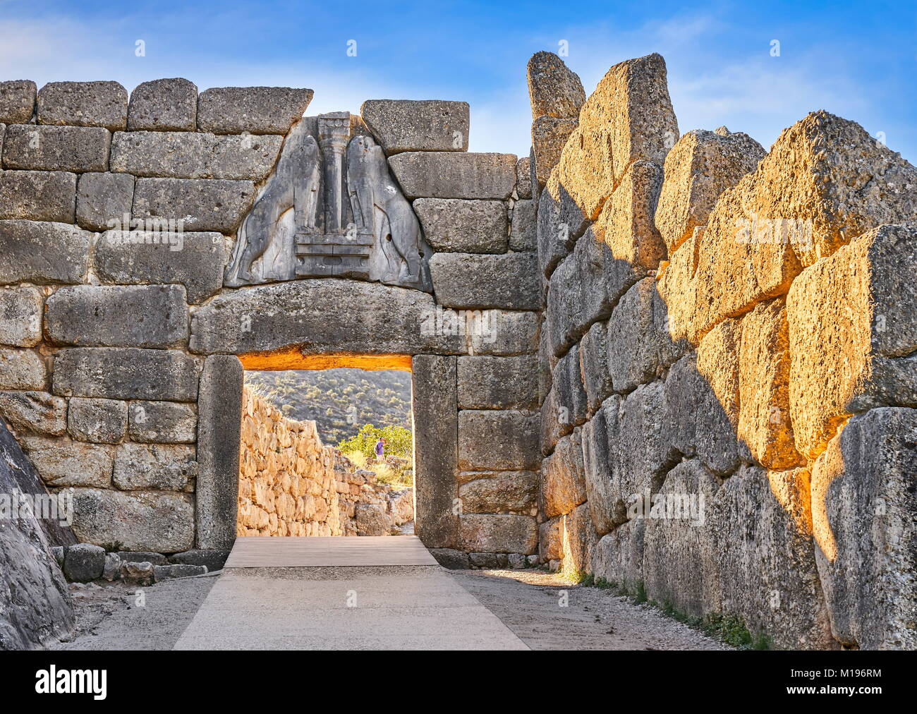 La Porta del Leone, Micene, Peloponneso, Grecia Foto Stock