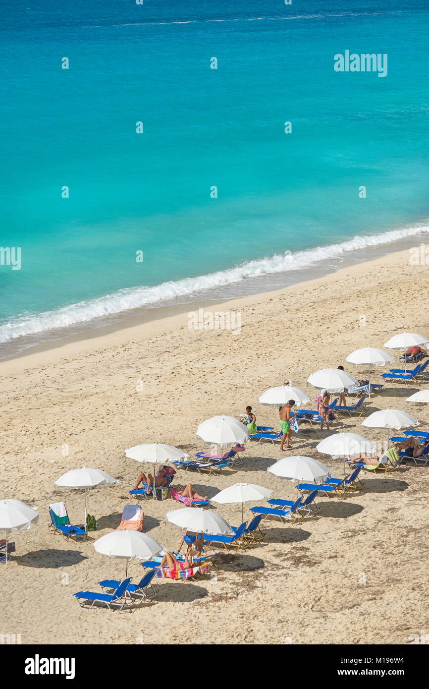 Spiaggia di Pefkoulia, Lefkada Island, Grecia Foto Stock