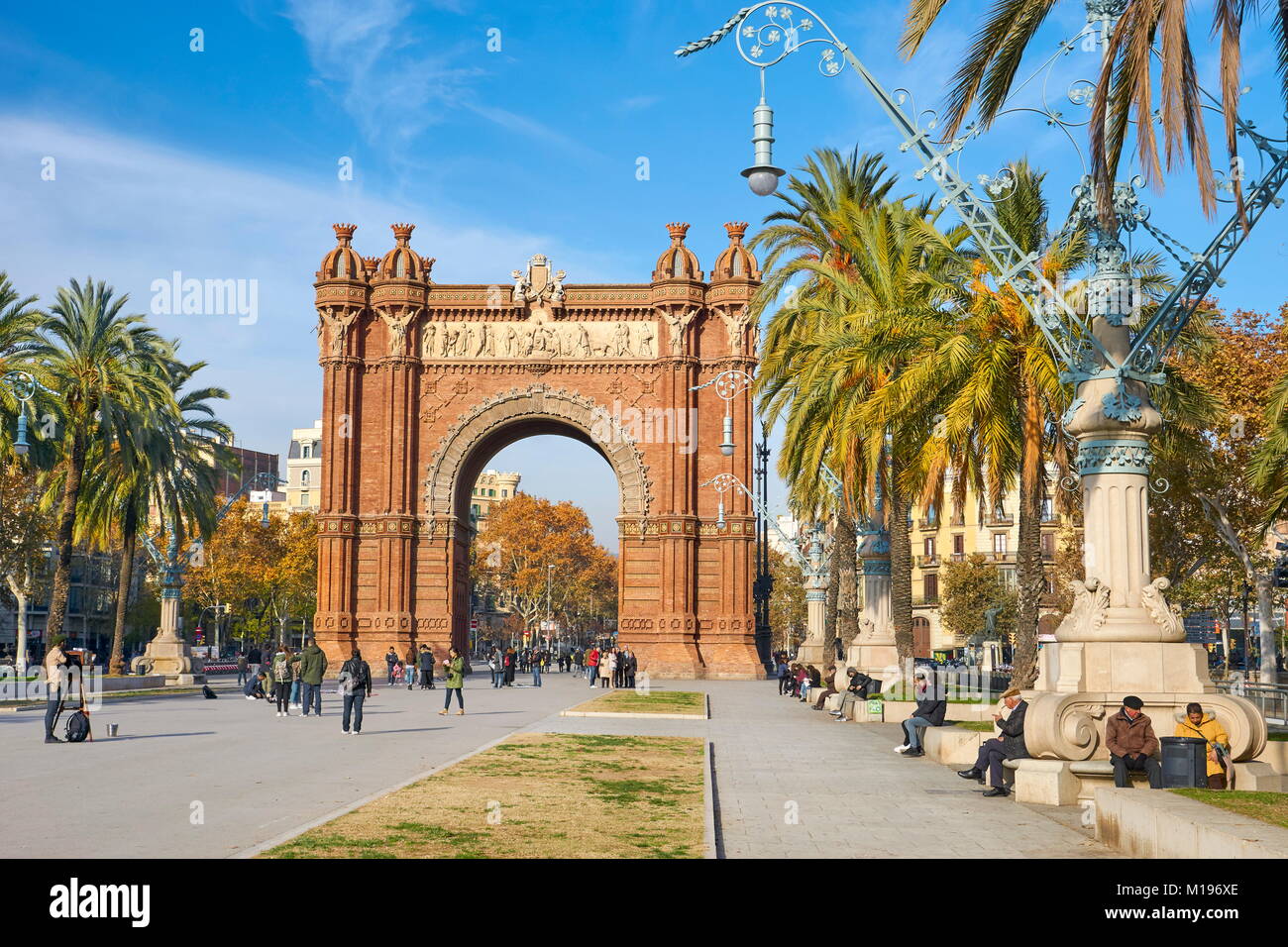 Arc de Triomf o Arco de Triunfo, Barcellona, in Catalogna, Spagna Foto Stock