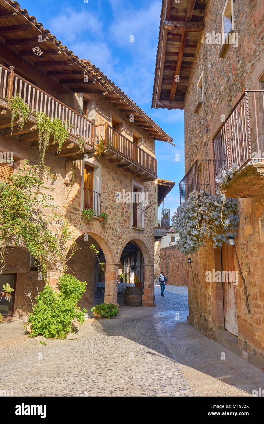 Santa Pau village, provincia di Girona, in Catalogna, Spagna Foto Stock