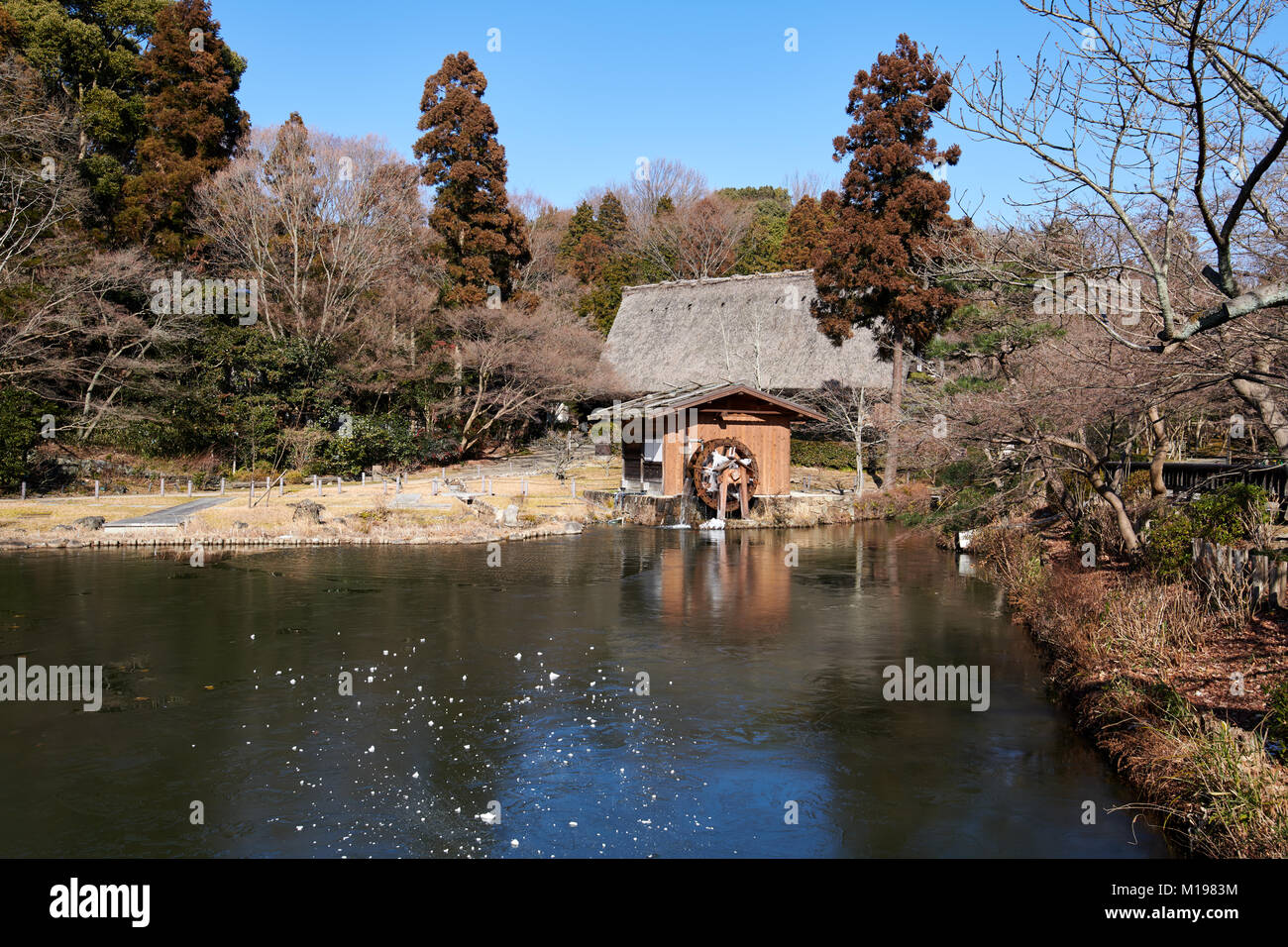 Tradizionale Giapponese in stile Gassho house Foto Stock