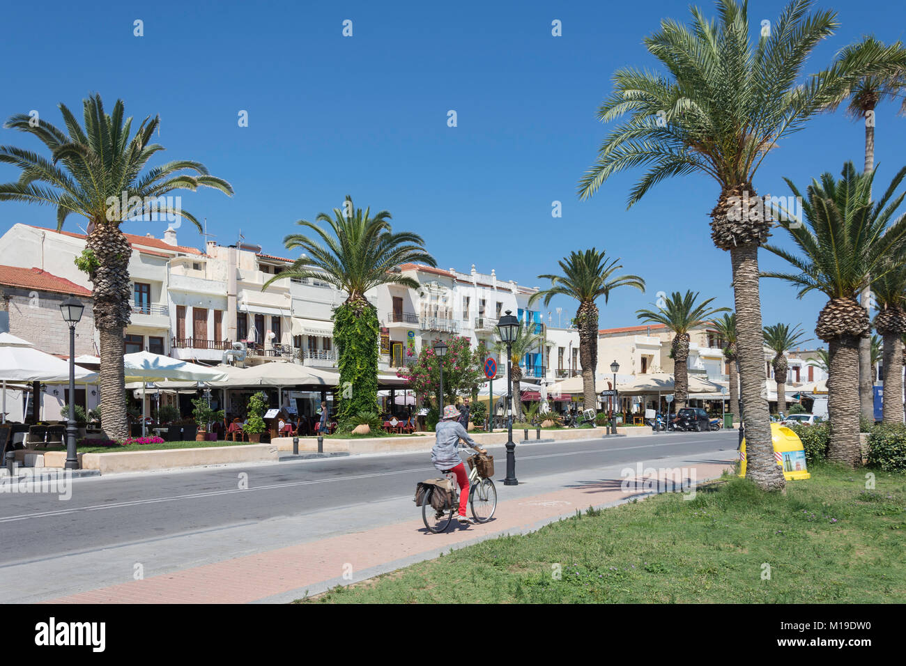 Harbourfront taverne, Sofokli Venizelou, Rethymnon (Rethimno), Regione di Rethimno, Creta (Kriti), Grecia Foto Stock