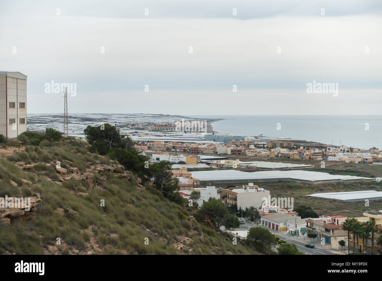 Invernaderos, serre di plastica, serre per libero suolo mozza in Murcia, Spagna. Considerata una piaga sul paesaggio Foto Stock