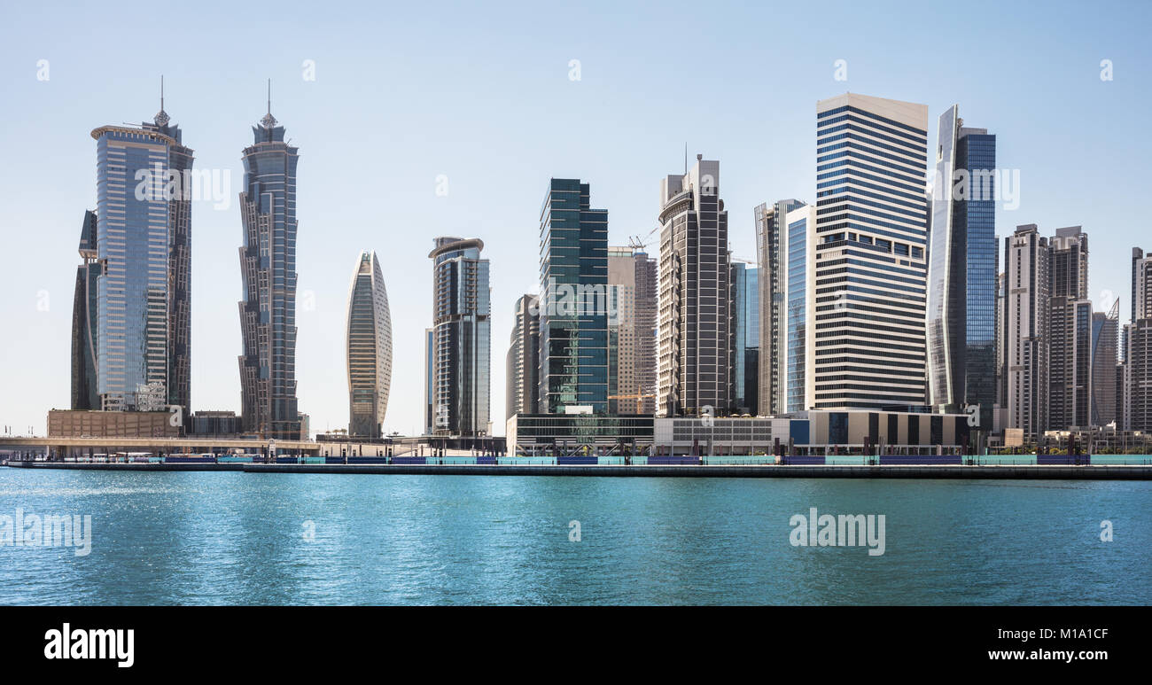 Dubai Business Bay, Dubai, Emirati Arabi Uniti Foto Stock