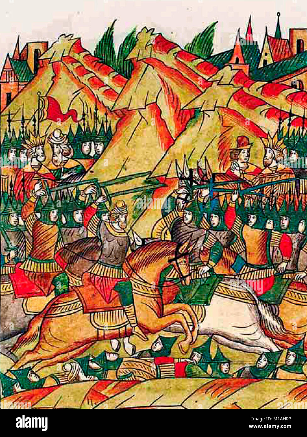 Battaglia di Kosovo 1389, antica miniatura russo Foto stock - Alamy