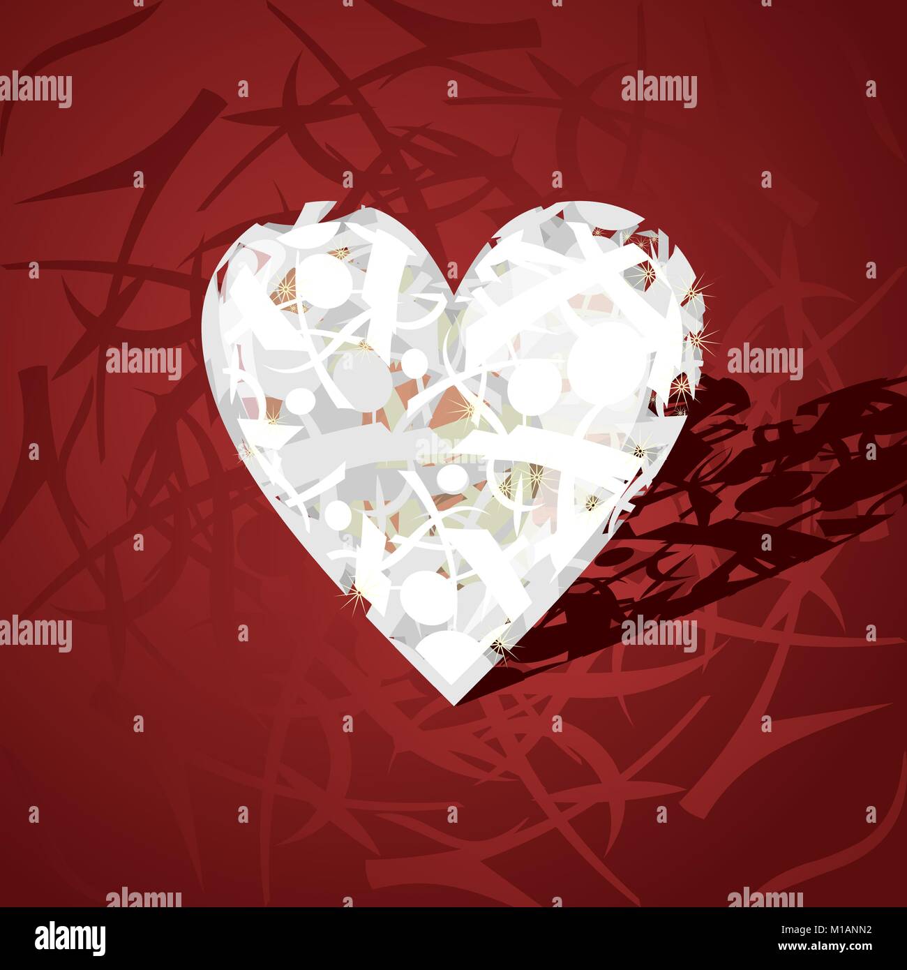 Volumetrica cuore bianco dalle linee Illustrazione Vettoriale