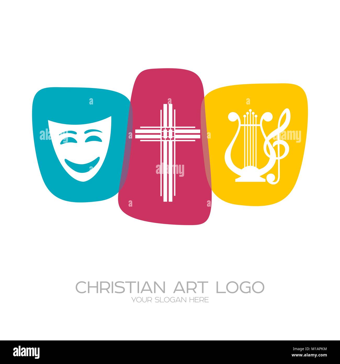 Il logo del cristiano del team creativo di eseguire produzioni teatrali, poesie, musical Illustrazione Vettoriale