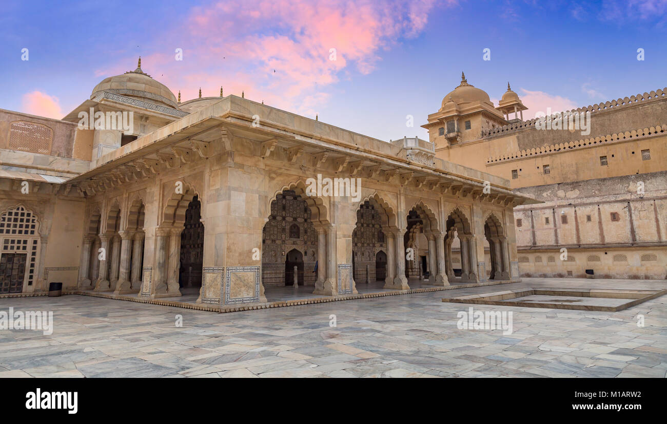 Forte Amer Jaipur architettura Sheesh Mahal con visuale globale Royal Palace Foto Stock