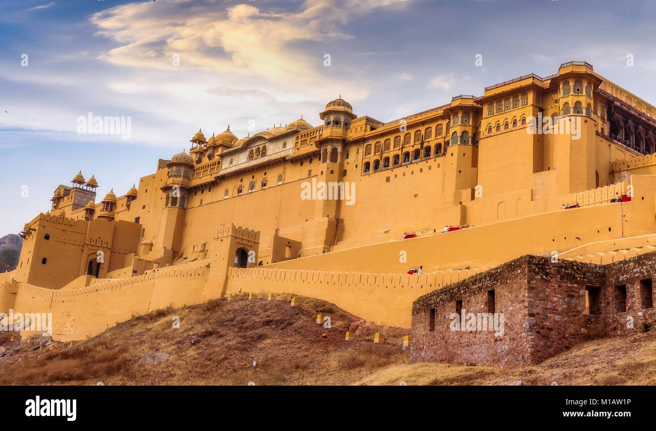Amber Fort Jaipur India Rajasthan. Forte Amer Jaipur è un sito Patrimonio Mondiale dell'UNESCO Foto Stock