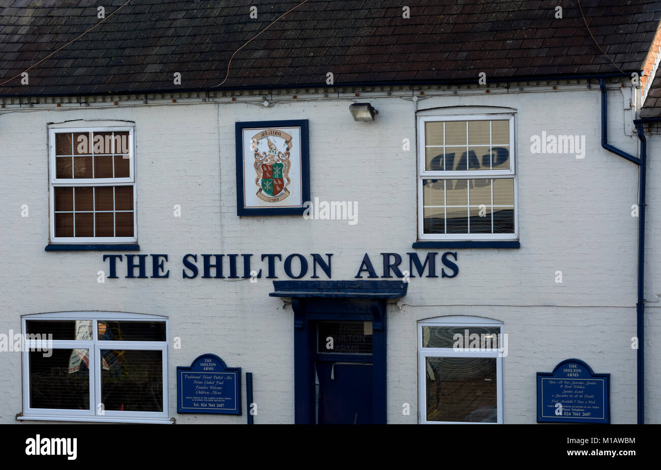 La Shilton Arms pub, Shilton, Warwickshire, Inghilterra, Regno Unito Foto Stock