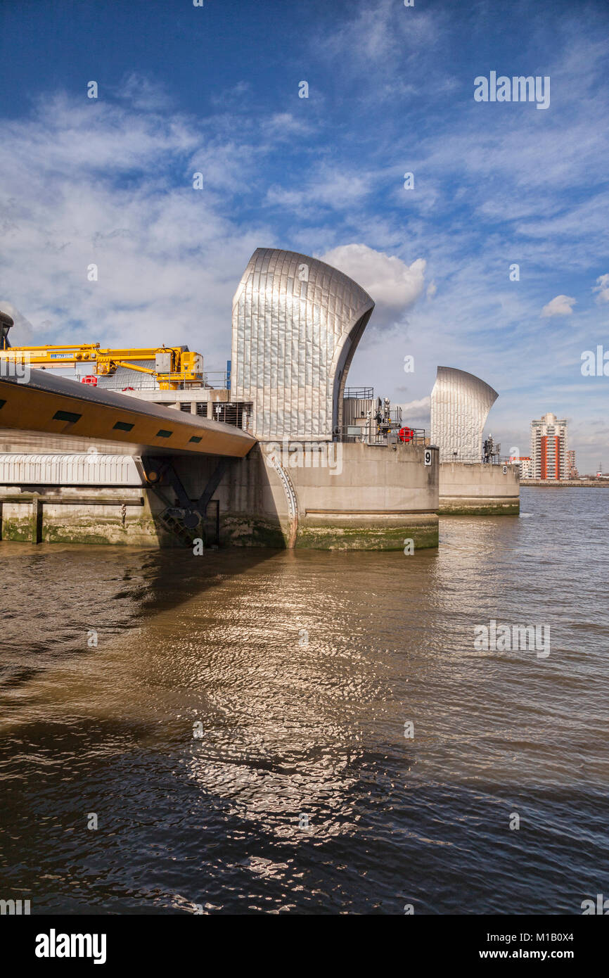 Thames Barrier, Londra, Inghilterra. Foto Stock