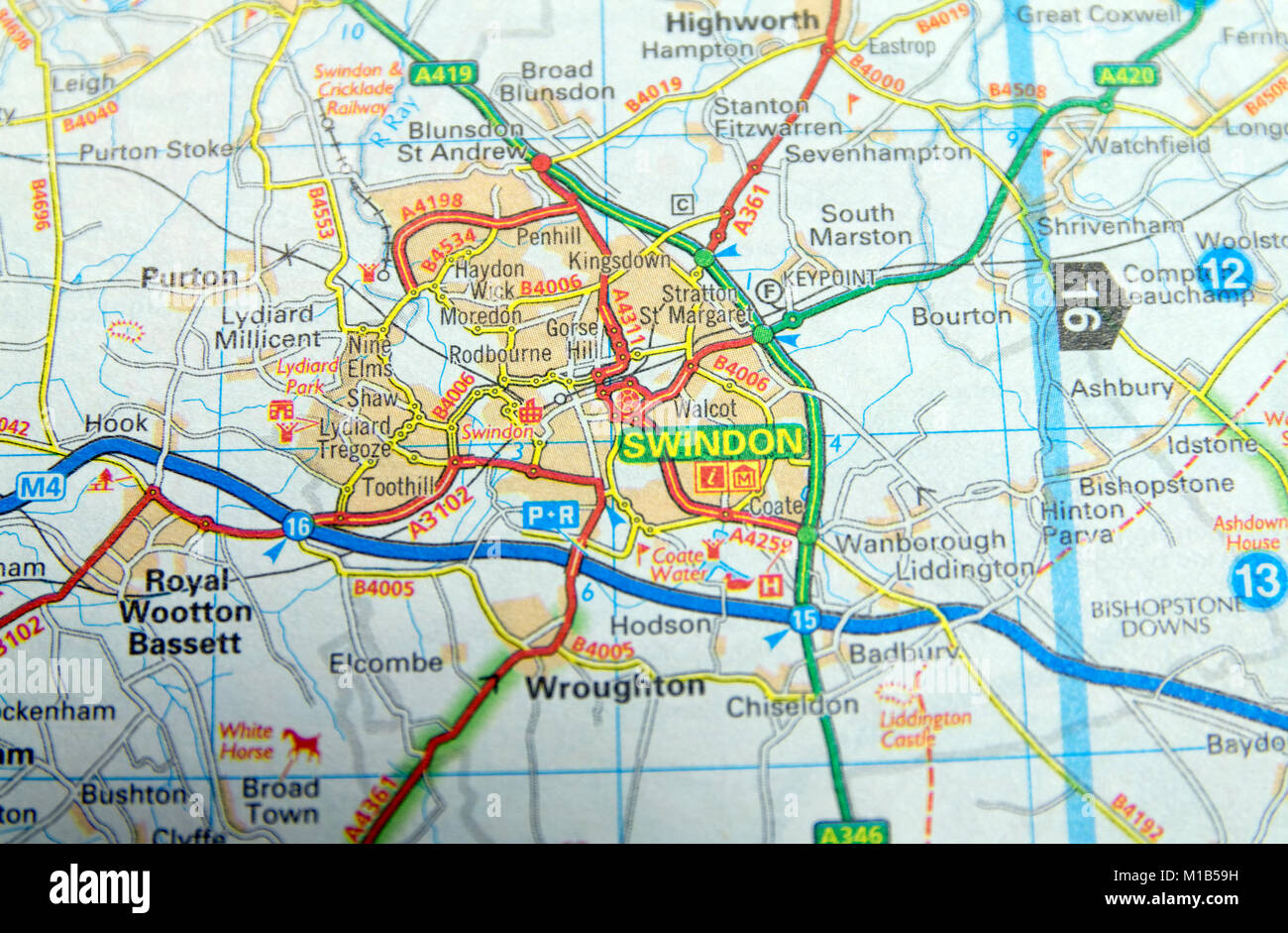 La mappa stradale di Swindon, Inghilterra. Foto Stock