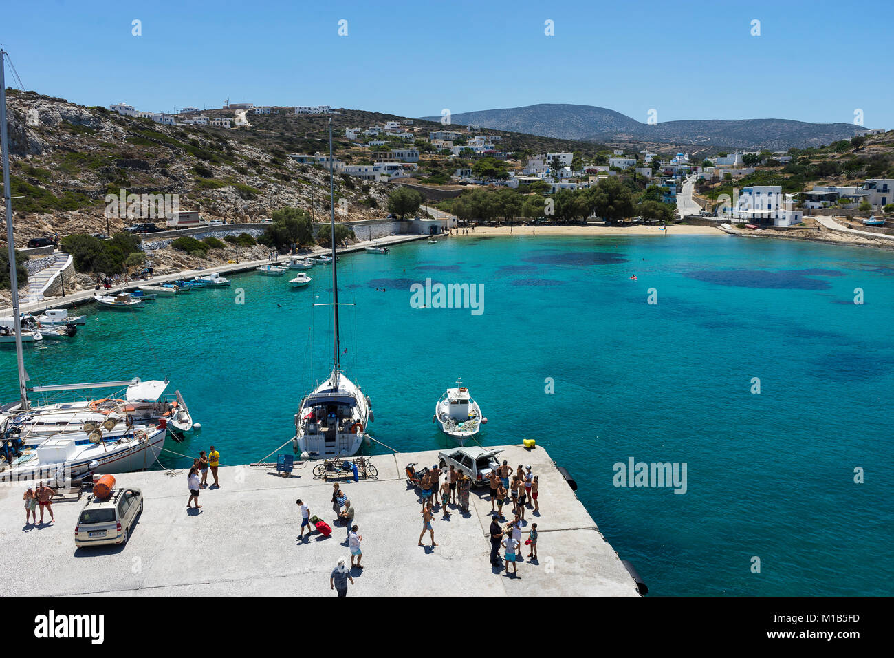 Porta Iraklia vista città. Iraklia isola. Isole Cicladi. La Grecia Foto Stock