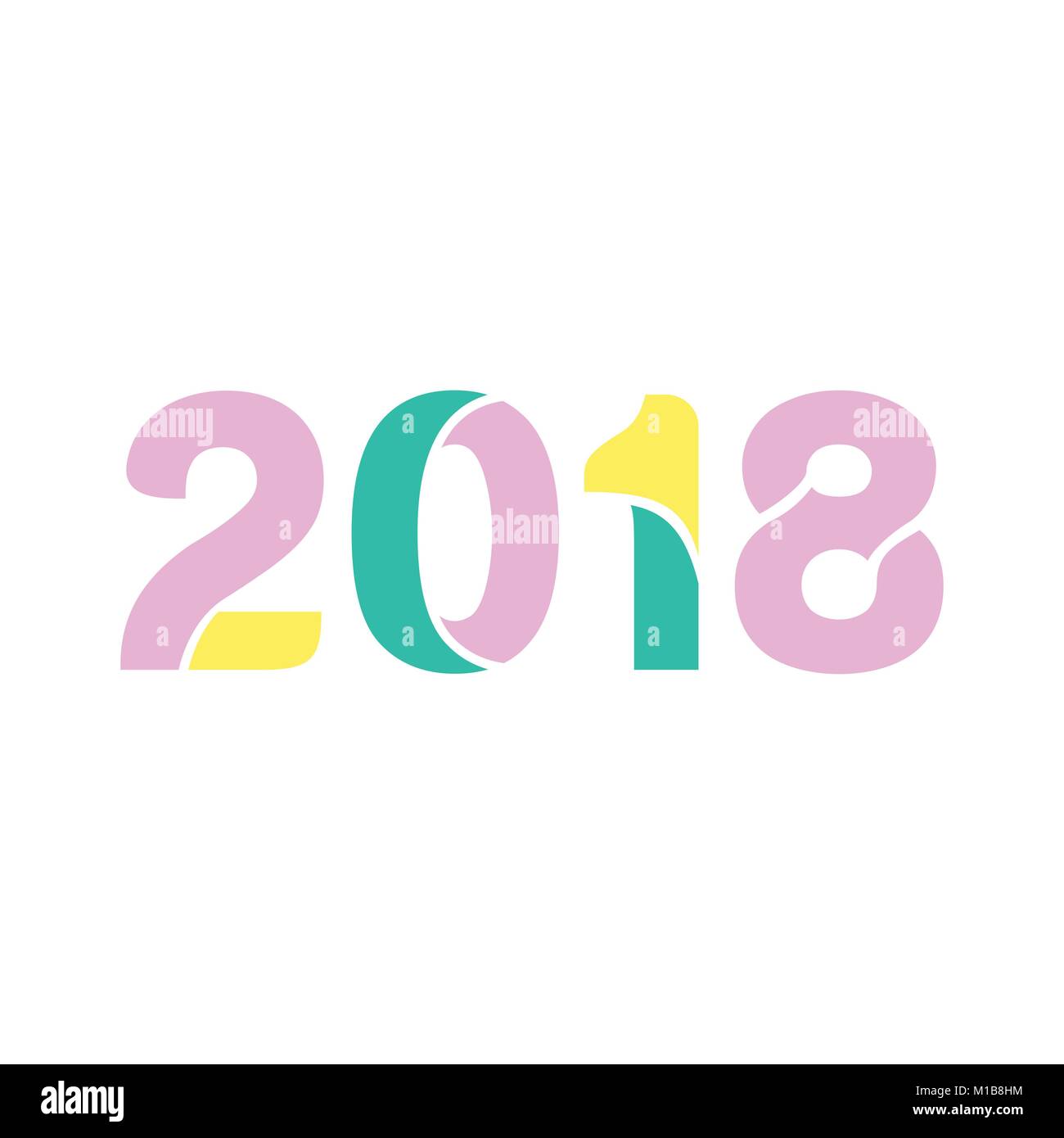 2018 Numero Lettermark pastello Vector Graphic Design colori pastello Illustrazione Vettoriale