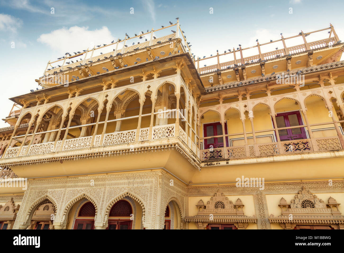 City Palace Jaipur Rajasthan - storico Royal Palace Museum noto come Mubarak Mahal nel complesso del City Palace Foto Stock